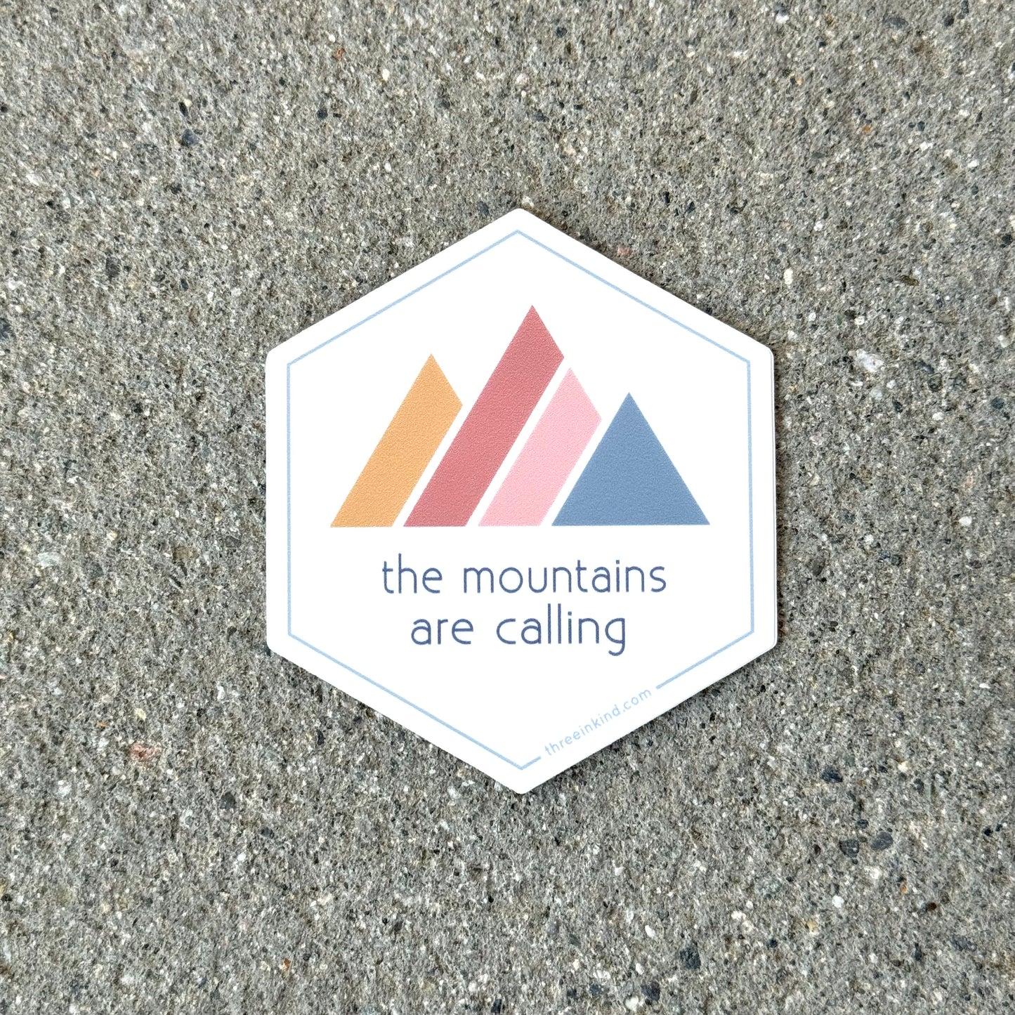 Hexagon “The Mountains Are Calling” Color Block Mountains 3” Sticker / Decal