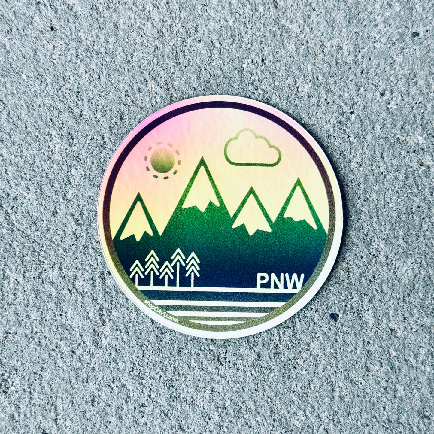 PNW Circle Holographic 3" Sticker / Decal