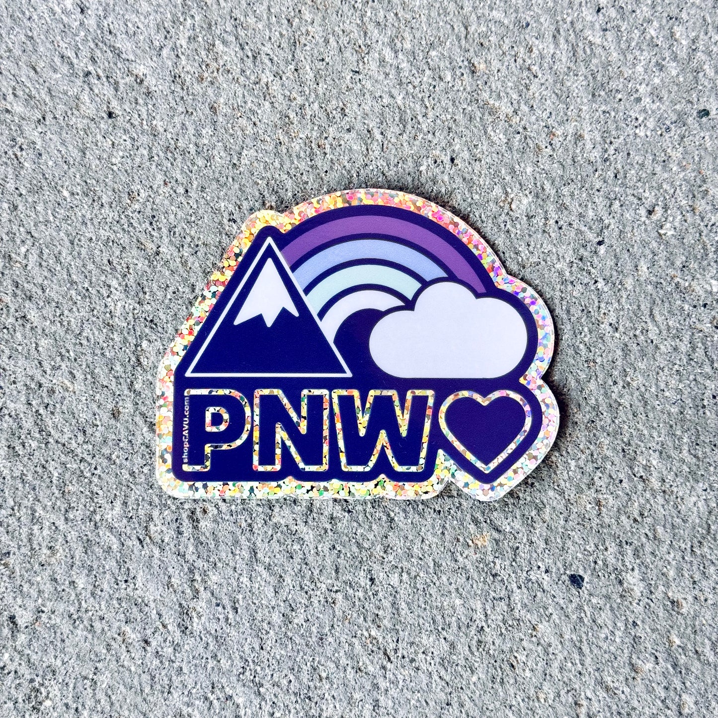 Rainbows + Mountain Glitter PNW 3” Sticker / Decal