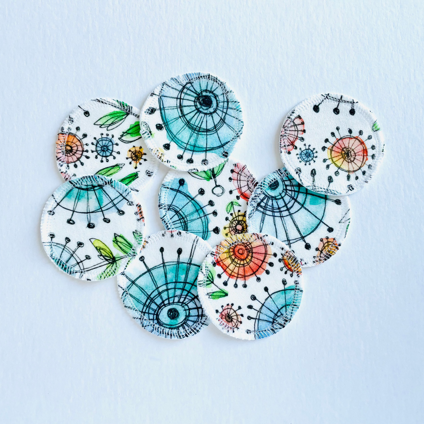 Organic Cotton Face Rounds - Set #23 - Wildflower Whimsy Mix (Small)