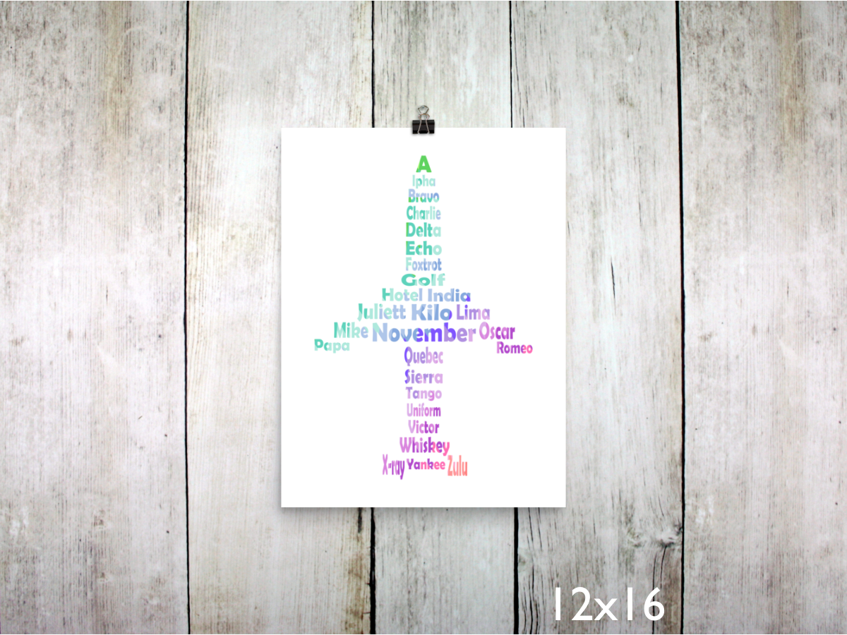 Phonetic Alpha Jet Art Print / Rainbow (Unframed)