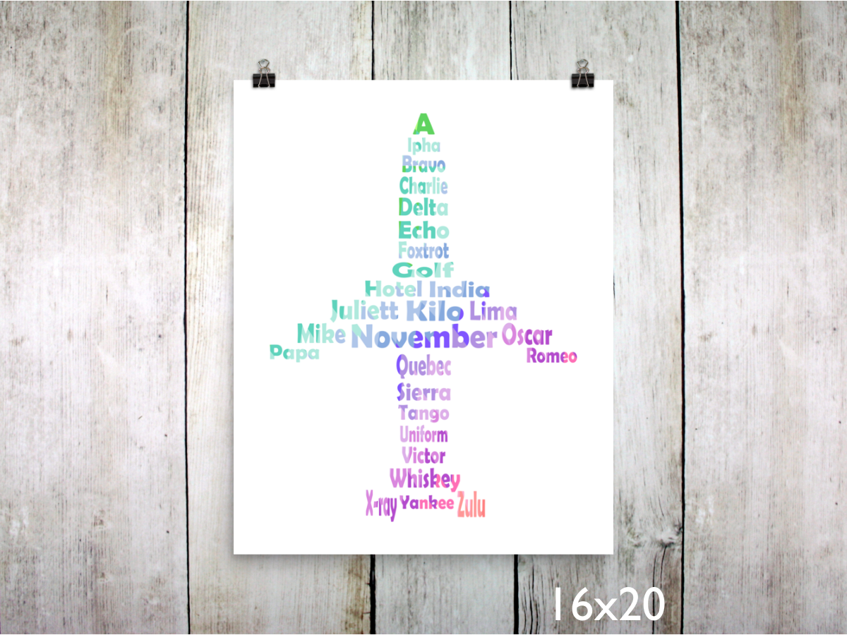 Phonetic Alpha Jet Art Print / Rainbow (Unframed)