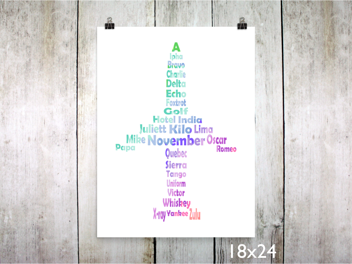 Phonetic Alpha Jet Art Print / Rainbow (Unframed)