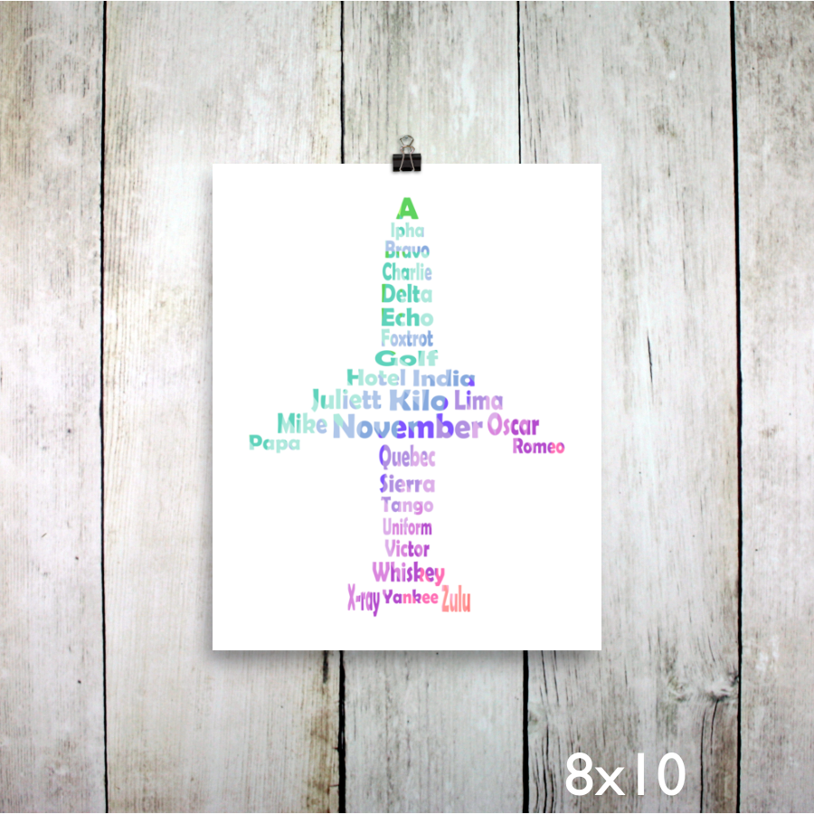 Phonetic Alpha Jet Art Print / Rainbow (Unframed)