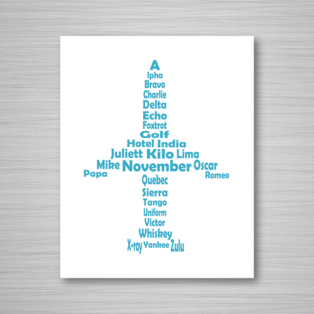 Phonetic Alpha Jet Art Print / Sky Blue (Unframed)