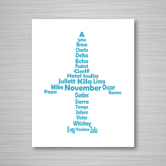Phonetic Alpha Jet Art Print / Sky Blue (Unframed)