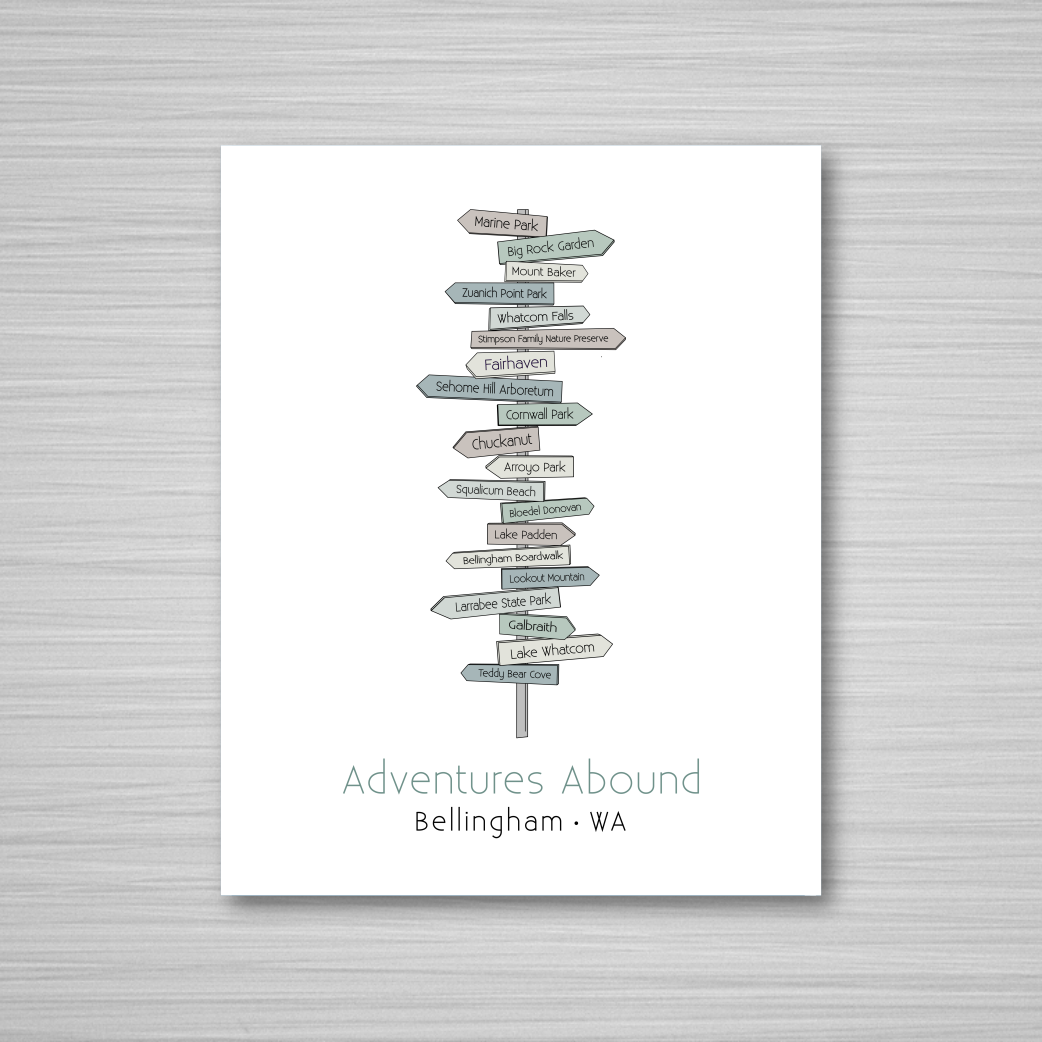 Local Signpost Series - Bellingham Art Print (Unframed)