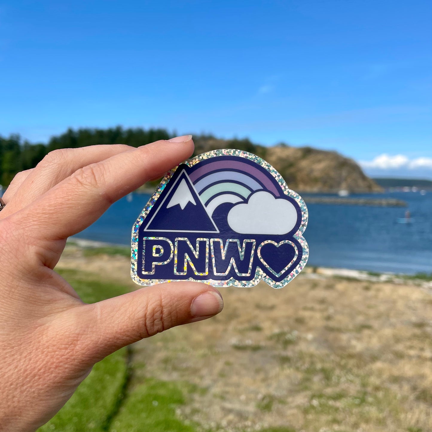 Rainbows + Mountain Glitter PNW 3” Sticker / Decal