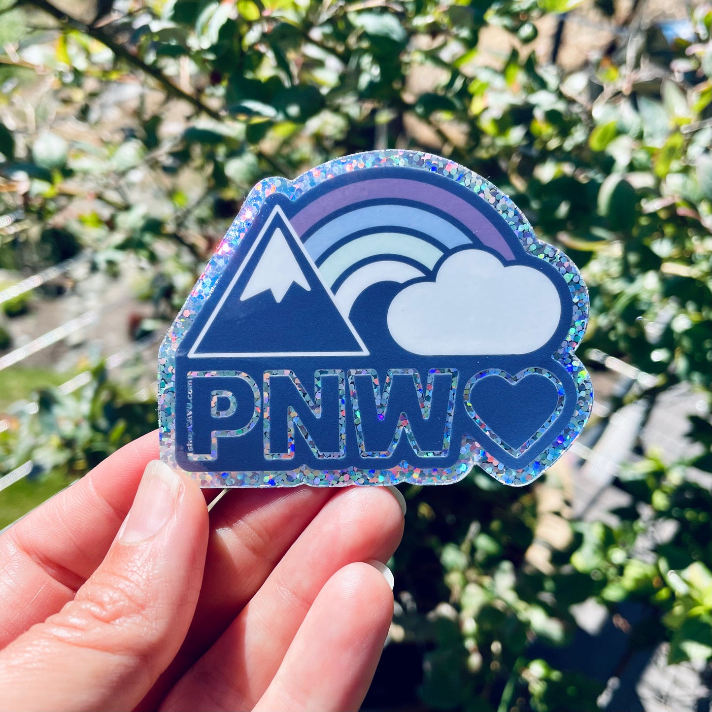 Rainbows + Mountain Glitter PNW 3” Sticker / Decal