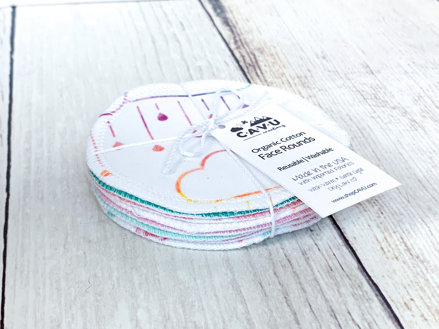 Organic Cotton Face Rounds - Set A - Happy Mix Pink / Mint / Teal (Large)