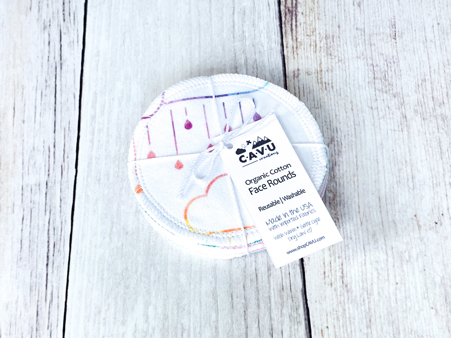 Organic Cotton Face Rounds - Set A - Happy Mix Pink / Mint / Teal (Large)