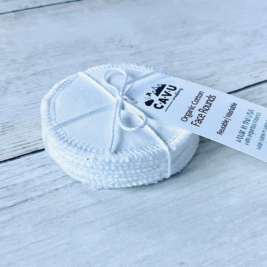 Organic Cotton Face Rounds - Set #0 - All White (Small)