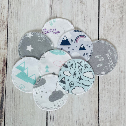 Organic Cotton Face Rounds - Set J - Rainbows + Mountains Light Mix (Large)