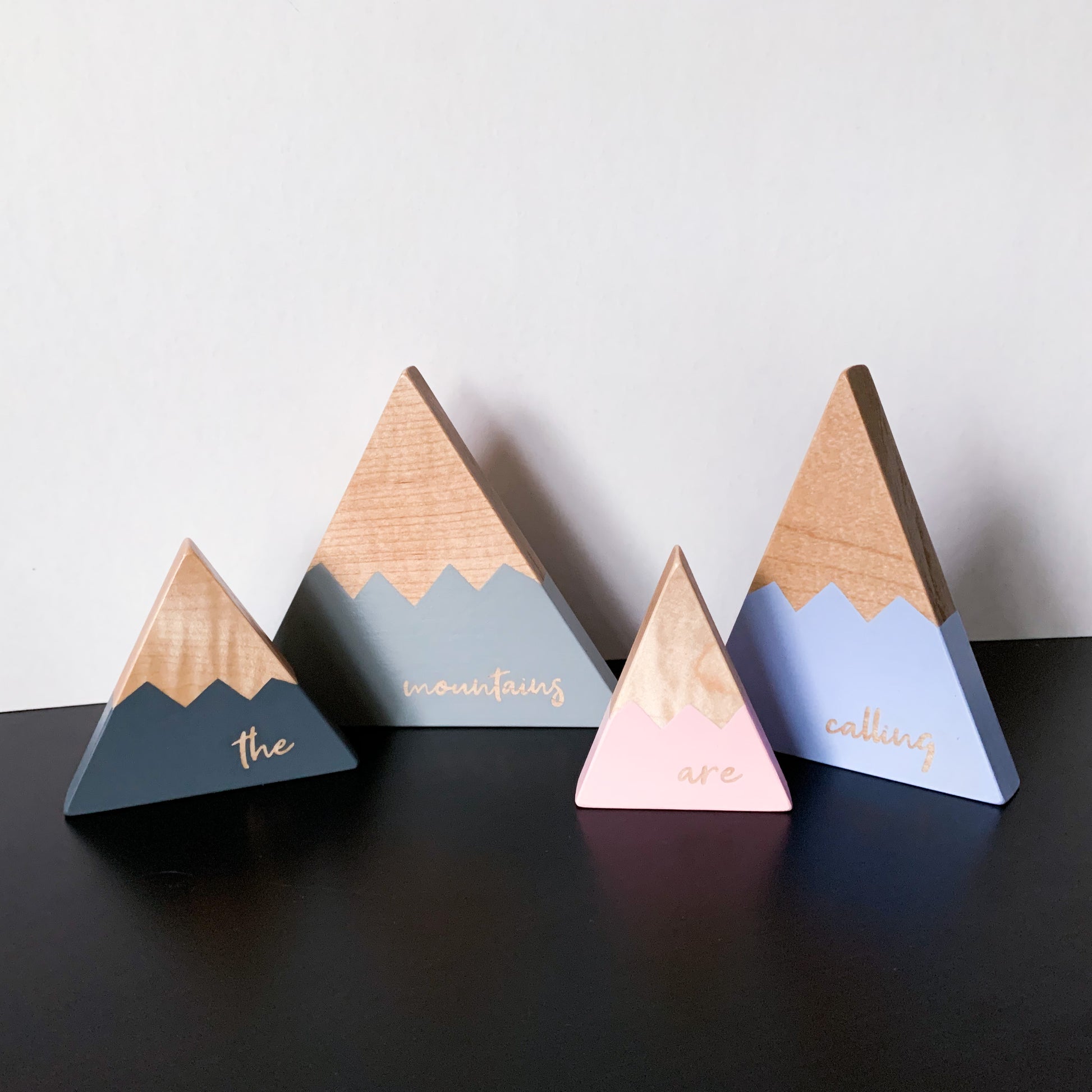 Wooden Mountain Set - Color Combo A - "The Mountains Are Calling" - CAVU Creations