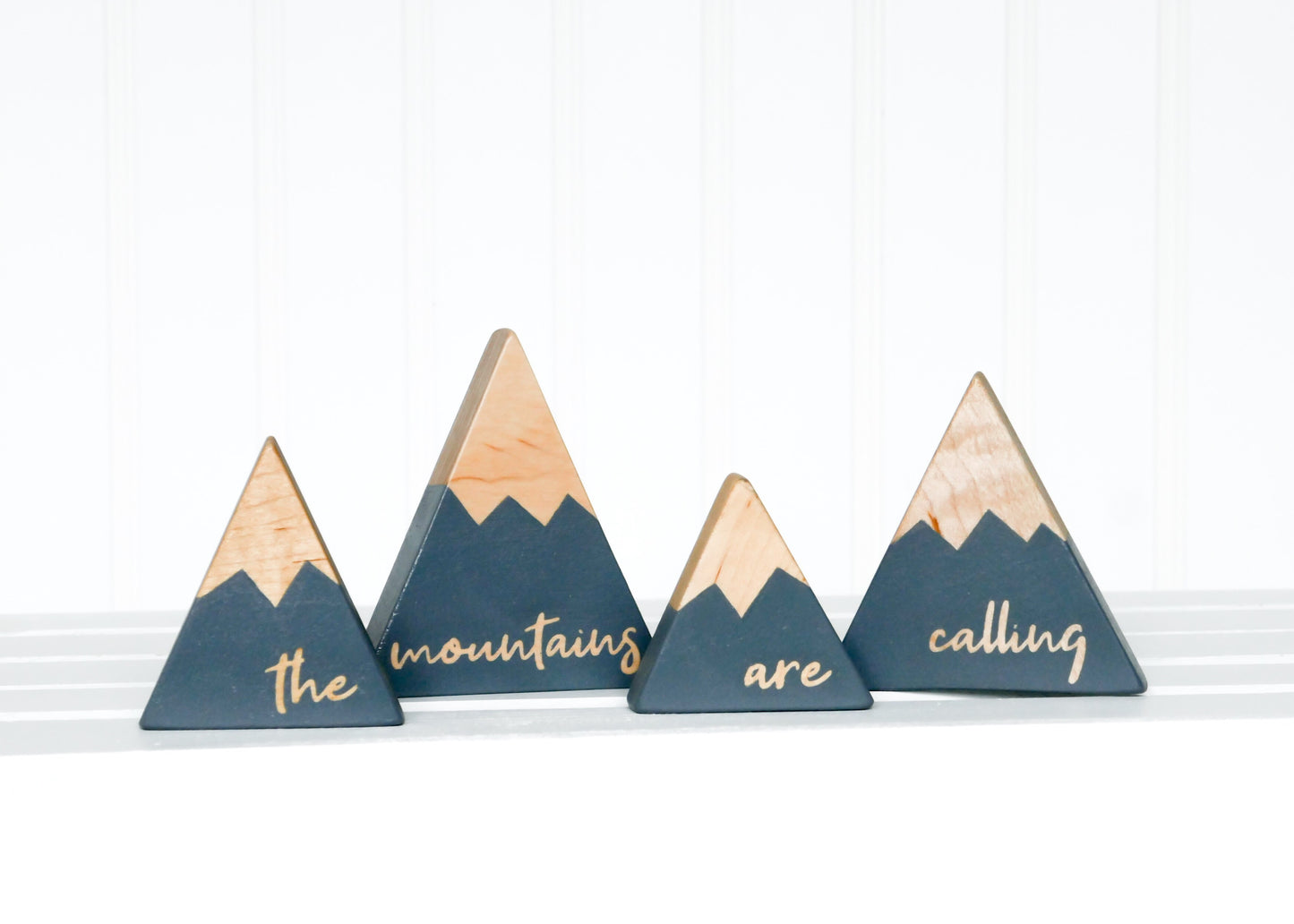 Wooden Mountain Set - Charcoal Gray - "The Mountains Are Calling" (small) - CAVU Creations