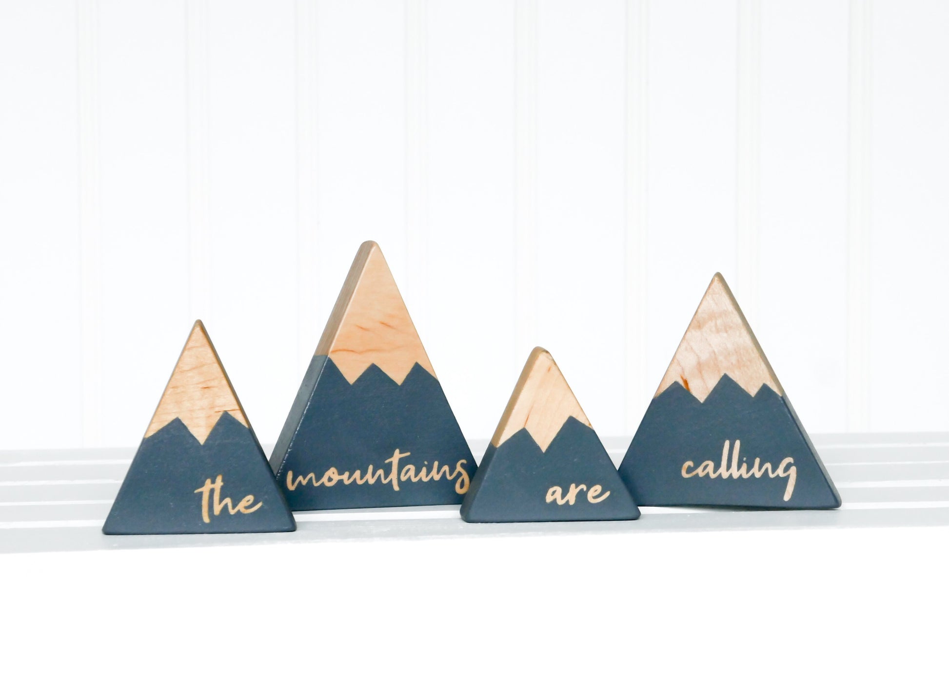 Wooden Mountain Set - Charcoal Gray - "The Mountains Are Calling" (small) - CAVU Creations