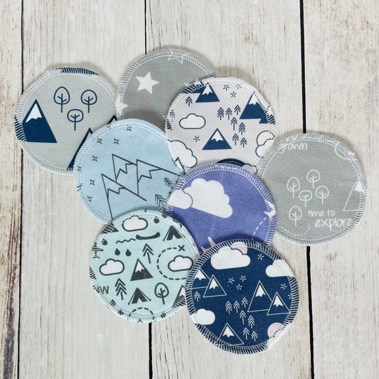 Organic Cotton Face Rounds - Set K - Rainbows + Mountains Dark Mix (Large)