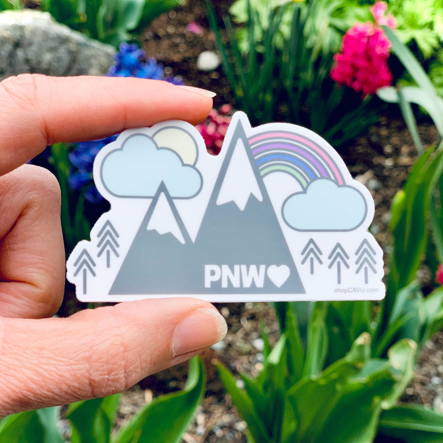 Mountains + Rainbows PNW 3” Sticker / Decal