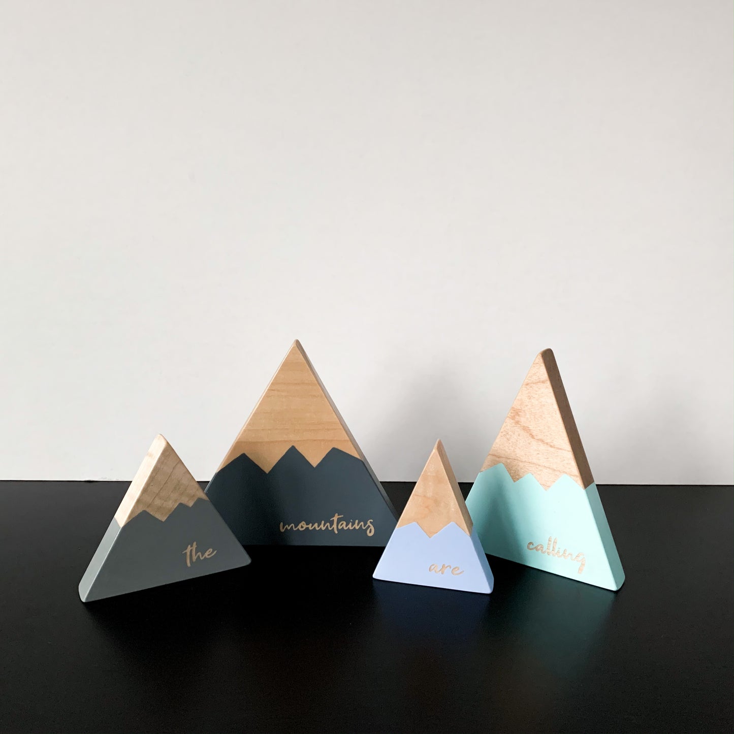 Wooden Mountain Set - Color Combo B - "The Mountains Are Calling" - CAVU Creations