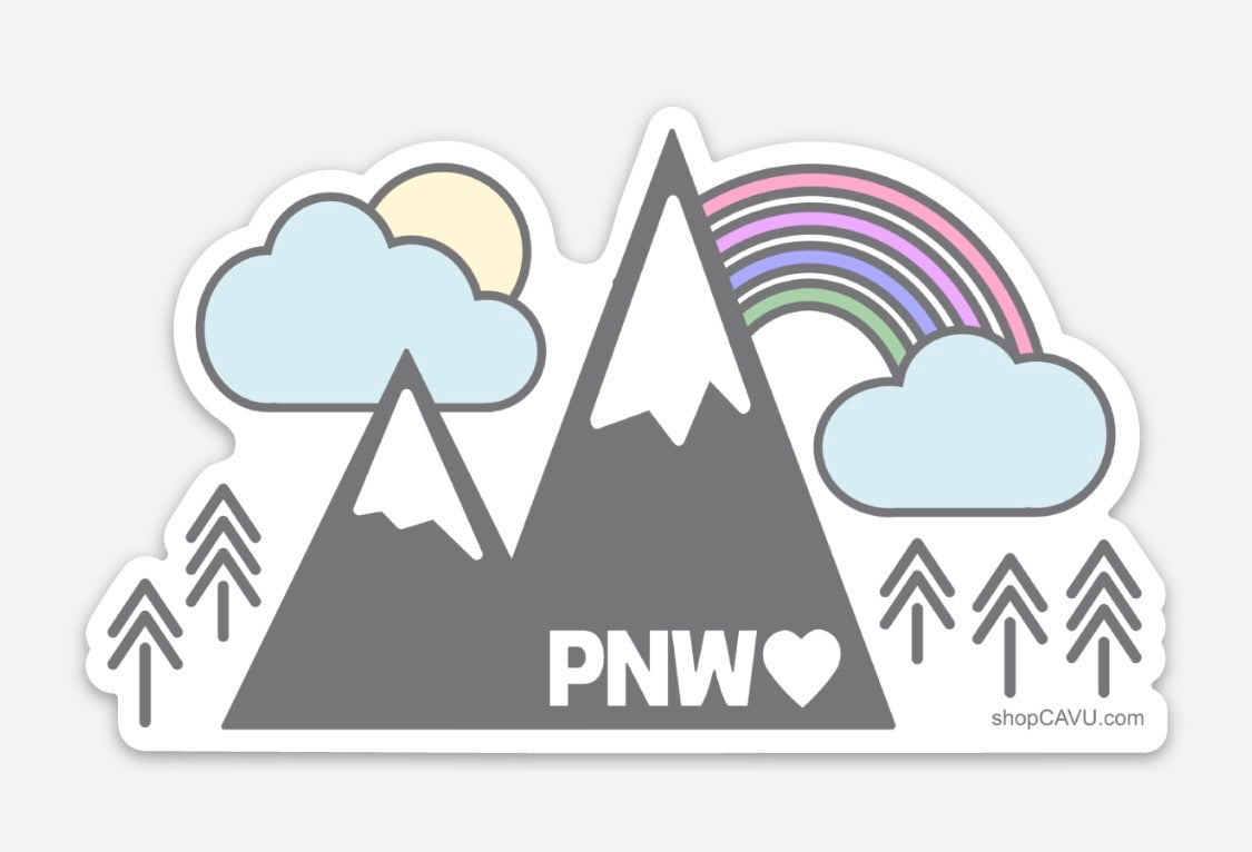 Mountains + Rainbows PNW 3” Sticker / Decal