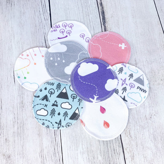 Organic Cotton Face Rounds - Set B - Happy Mix Purple / Mint / Pink (Large)