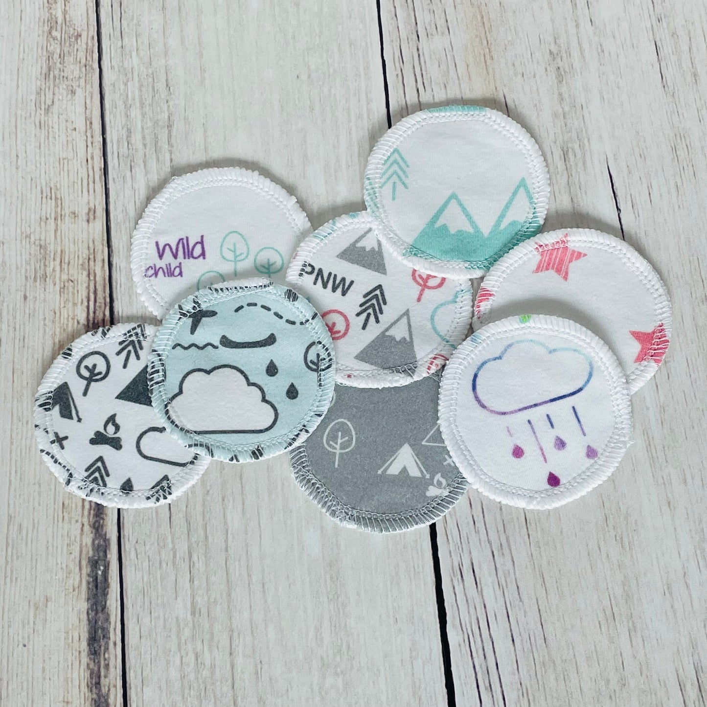 Organic Cotton Face Rounds - Set #13 - PNW Mix (Small)