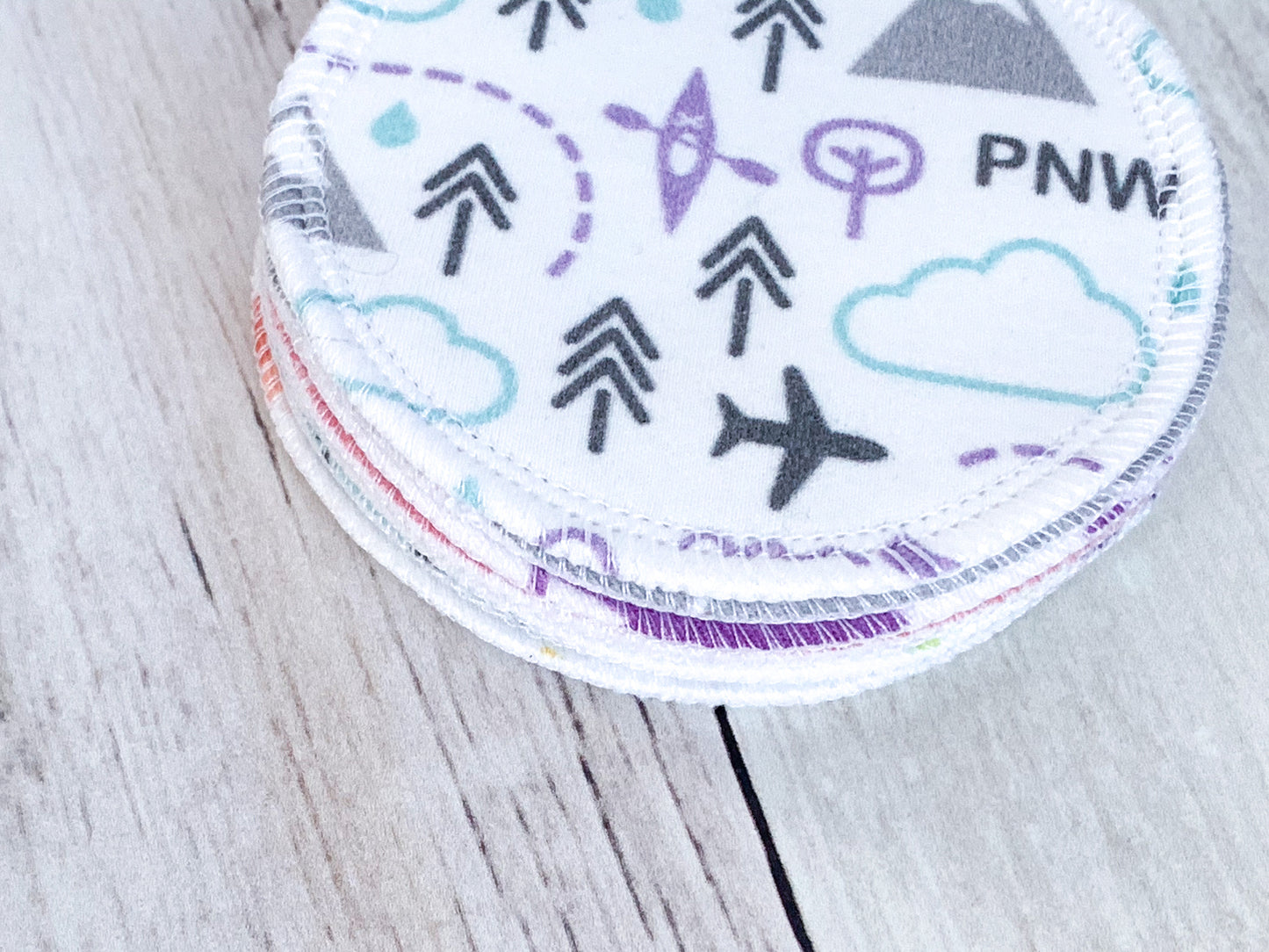 Organic Cotton Face Rounds - Set B - Happy Mix Purple / Mint / Pink (Large)