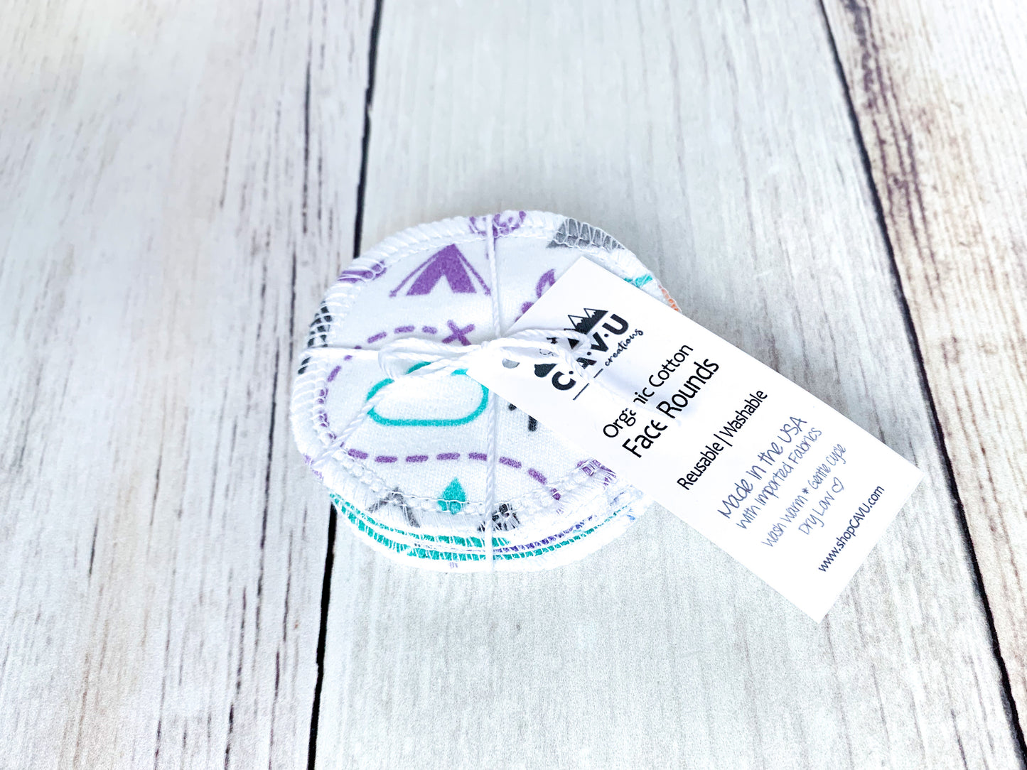 Organic Cotton Face Rounds - Set #5 - PNW + Clouds Mix - Purple / Mint / Teal (Small)