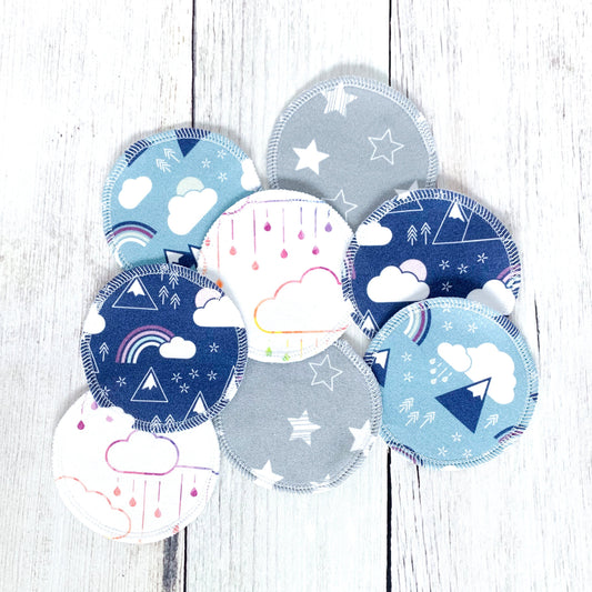 Organic Cotton Face Rounds - Set F - Rainbows + Mountains Mix (Large)