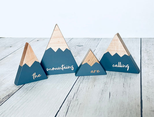 Wooden Mountain Set - "The Mountains Are Calling" (small) - Charcoal Gray