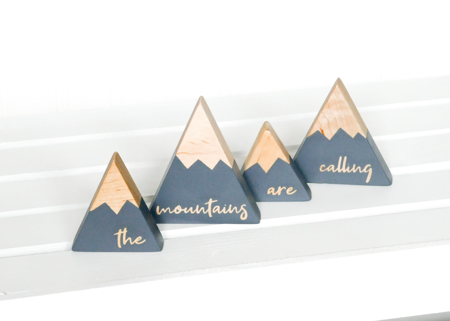Wooden Mountain Set - Charcoal Gray - "The Mountains Are Calling" (small) - CAVU Creations