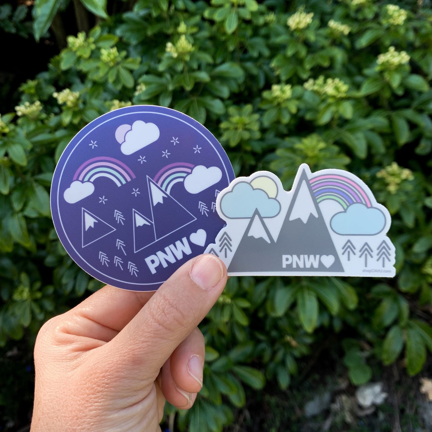 PNW Dark Purple Rainbows + Mountains 3” Sticker / Decal