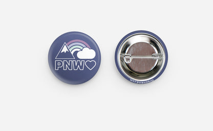 PNW Love Rainbow Navy Button Pin