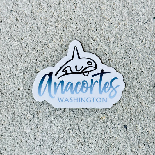 Anacortes Orca 3” Blue Ombre Sticker / Decal