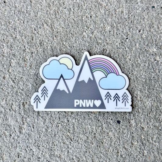 Rainbows + Mountains PNW 3” Sticker / Decal