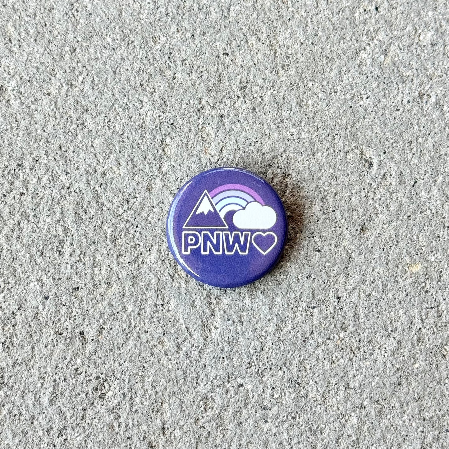 PNW Love Rainbow Navy Button Pin