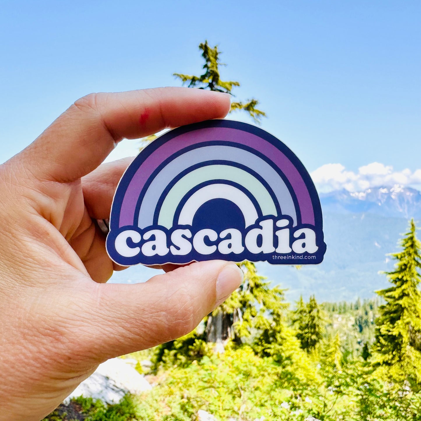 Cascadia Rainbow 3” Sticker / Decal