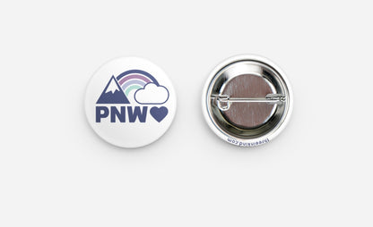 PNW Love Rainbow White Button Pin