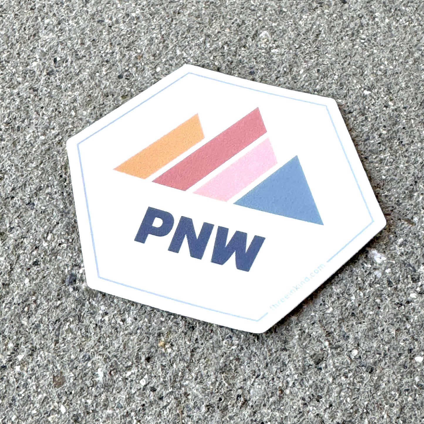 Hexagon PNW Color Block Mountains 3” Sticker / Decal