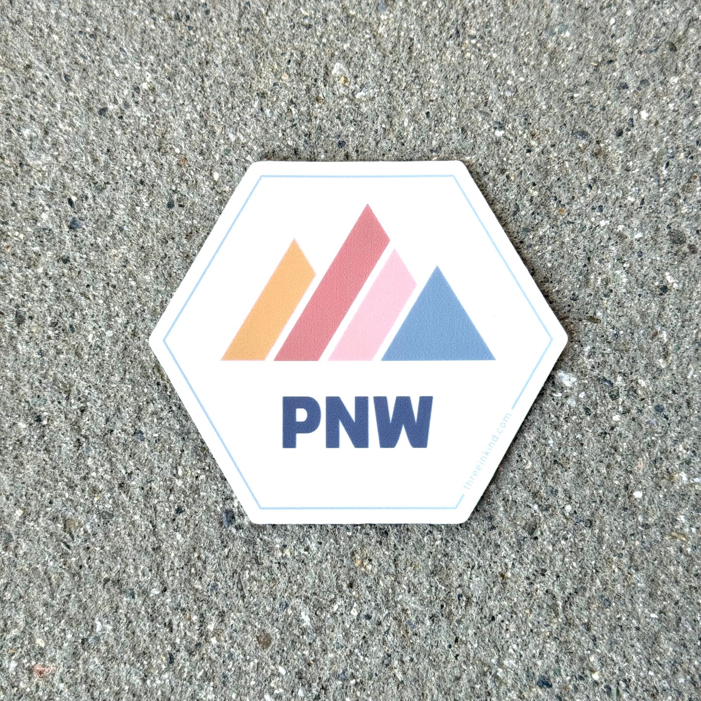 Hexagon PNW Color Block Mountains 3” Sticker / Decal