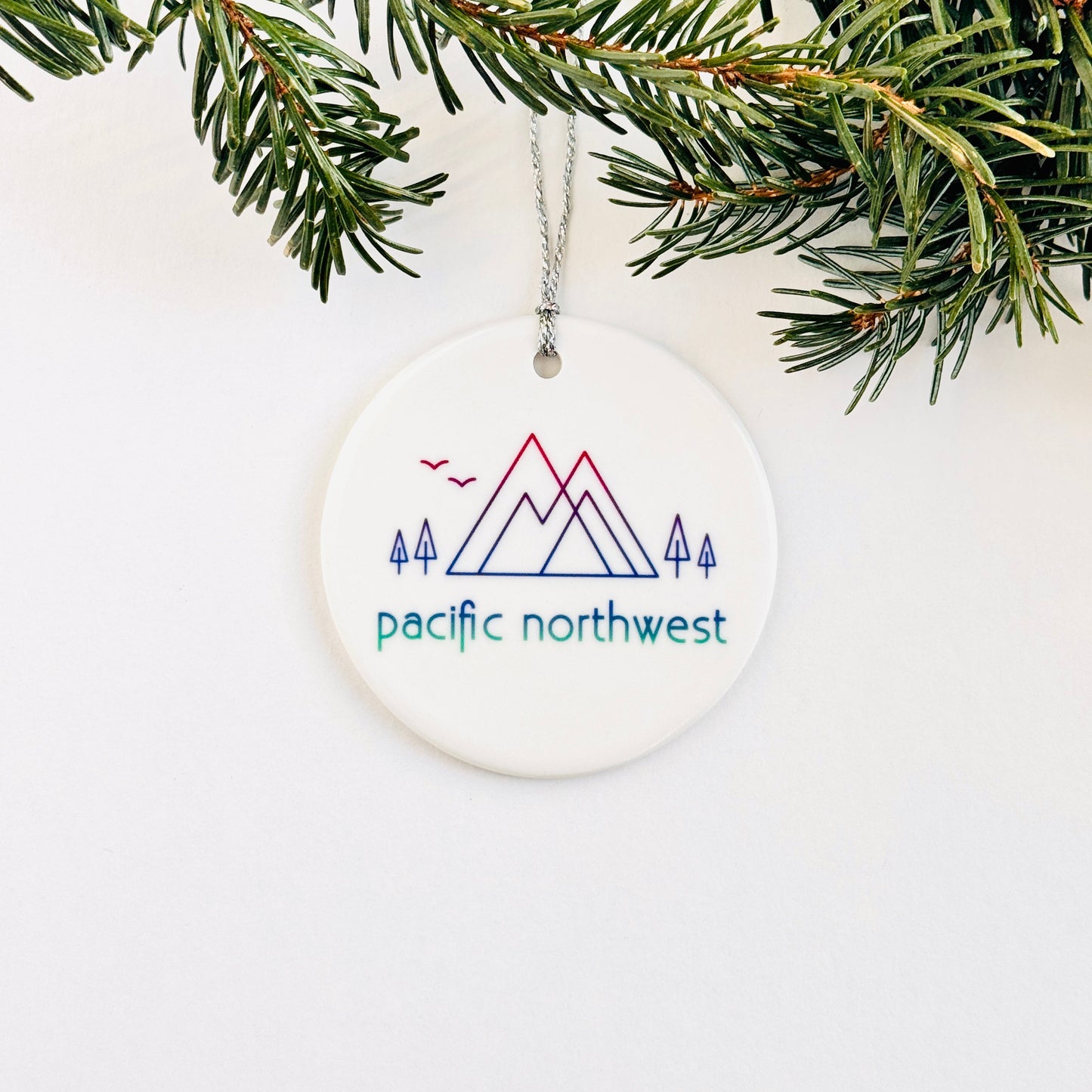 Pacific Northwest Mountain + Trees Ornament