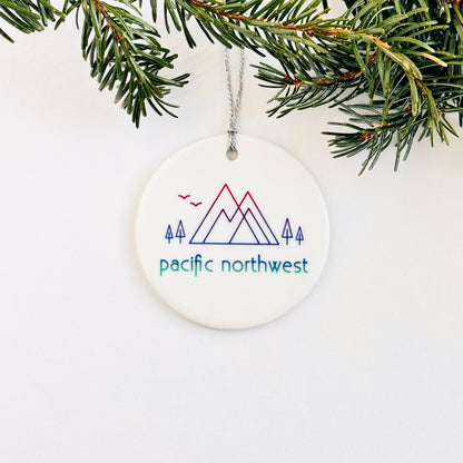Pacific Northwest Mountain + Trees Ornament