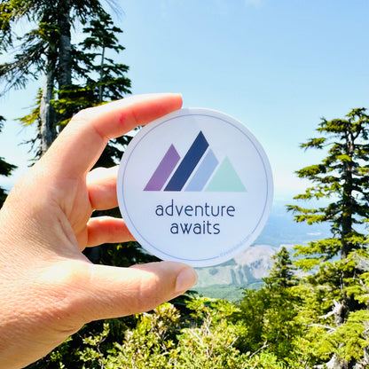 Adventure Awaits Color Block Mountains 3” Sticker / Decal