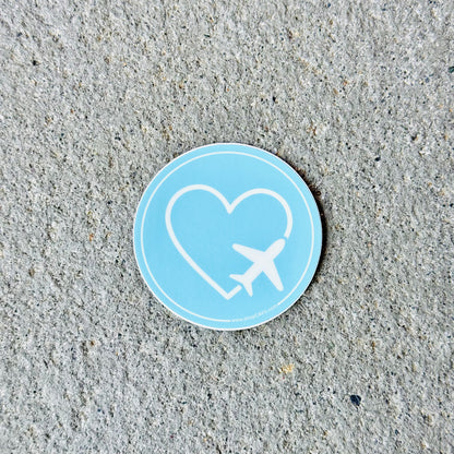 I Heart Airplanes 2" Sky Blue Sticker / Decal