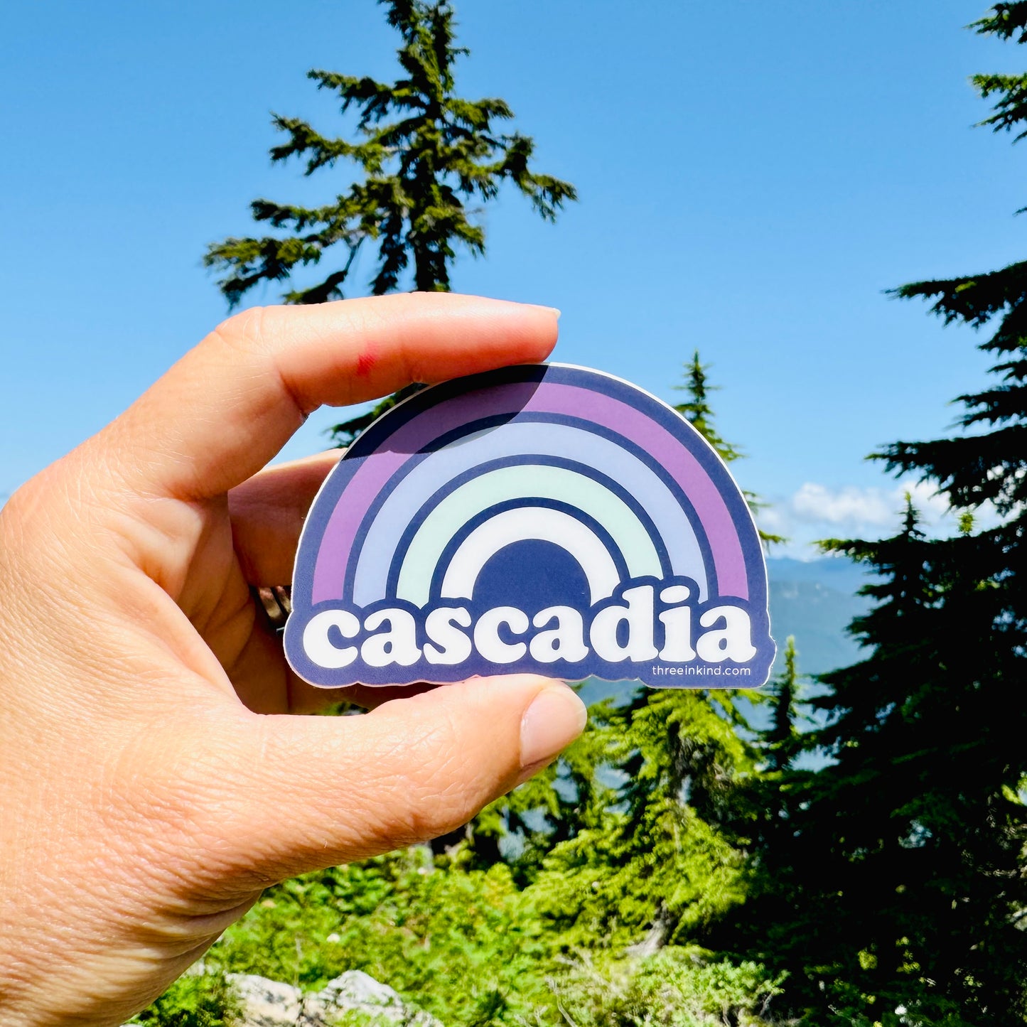 Cascadia Rainbow 3” Sticker / Decal