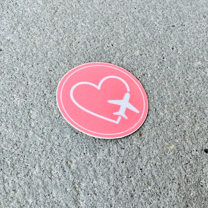 I Heart Airplanes 2" Coral Pink Sticker / Decal