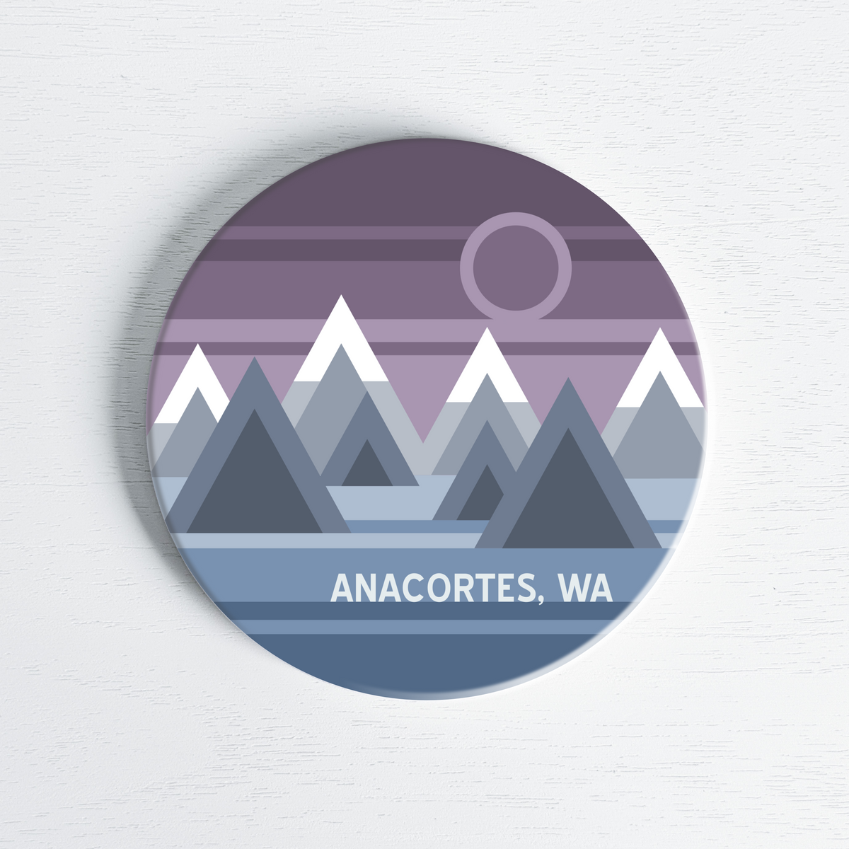 Anacortes Geo Mountain Design Ceramic Coaster