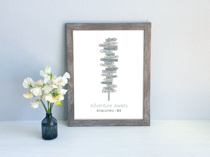 Local Signpost Series - Anacortes Art Print (Unframed)