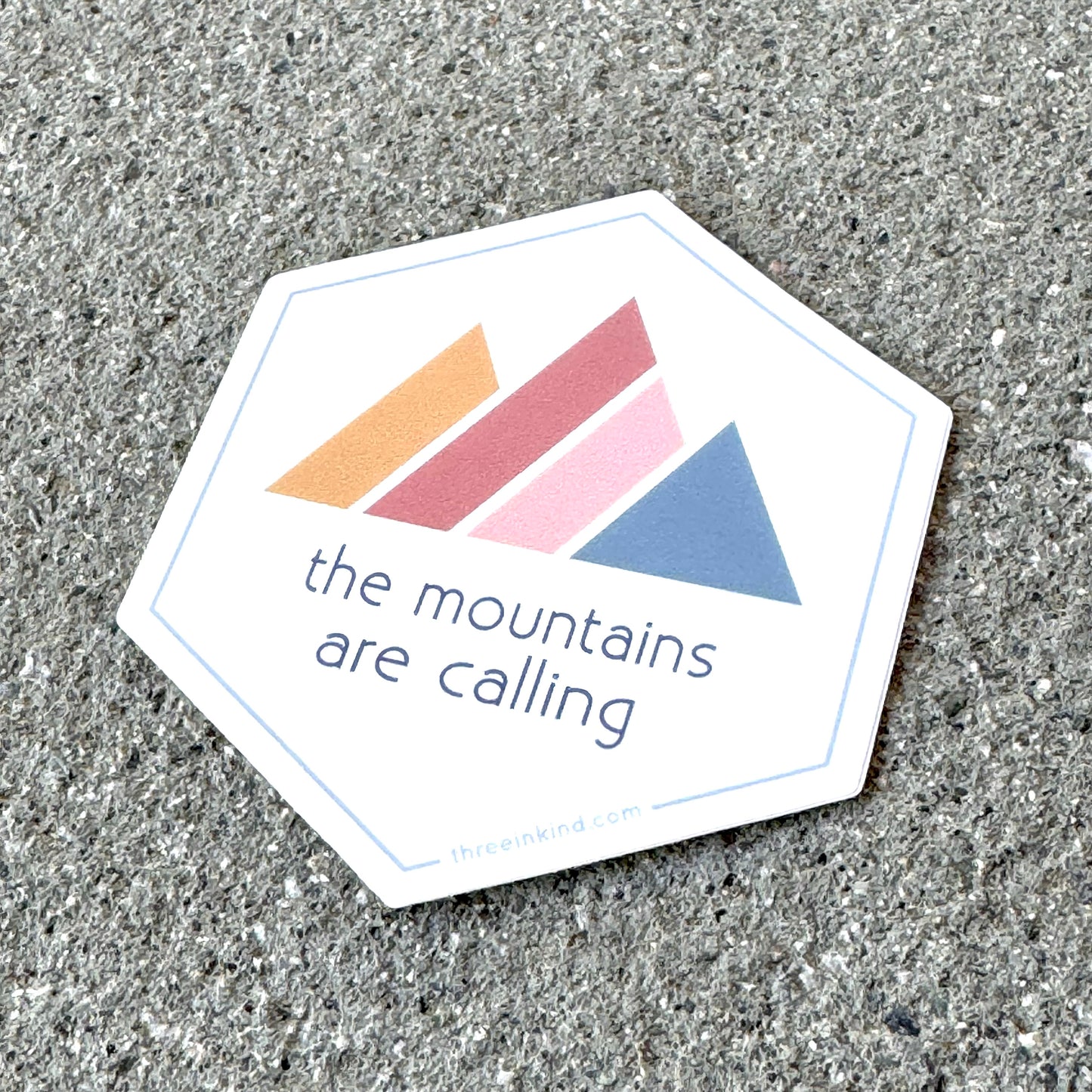 Hexagon “The Mountains Are Calling” Color Block Mountains 3” Sticker / Decal