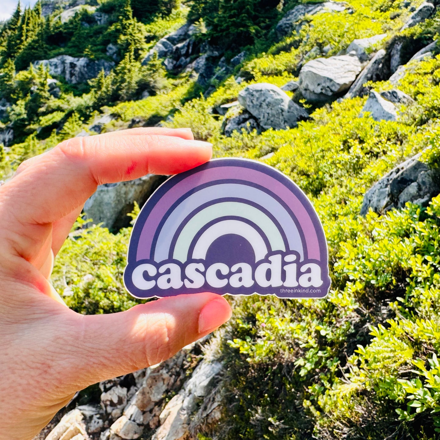 Cascadia Rainbow 3” Sticker / Decal